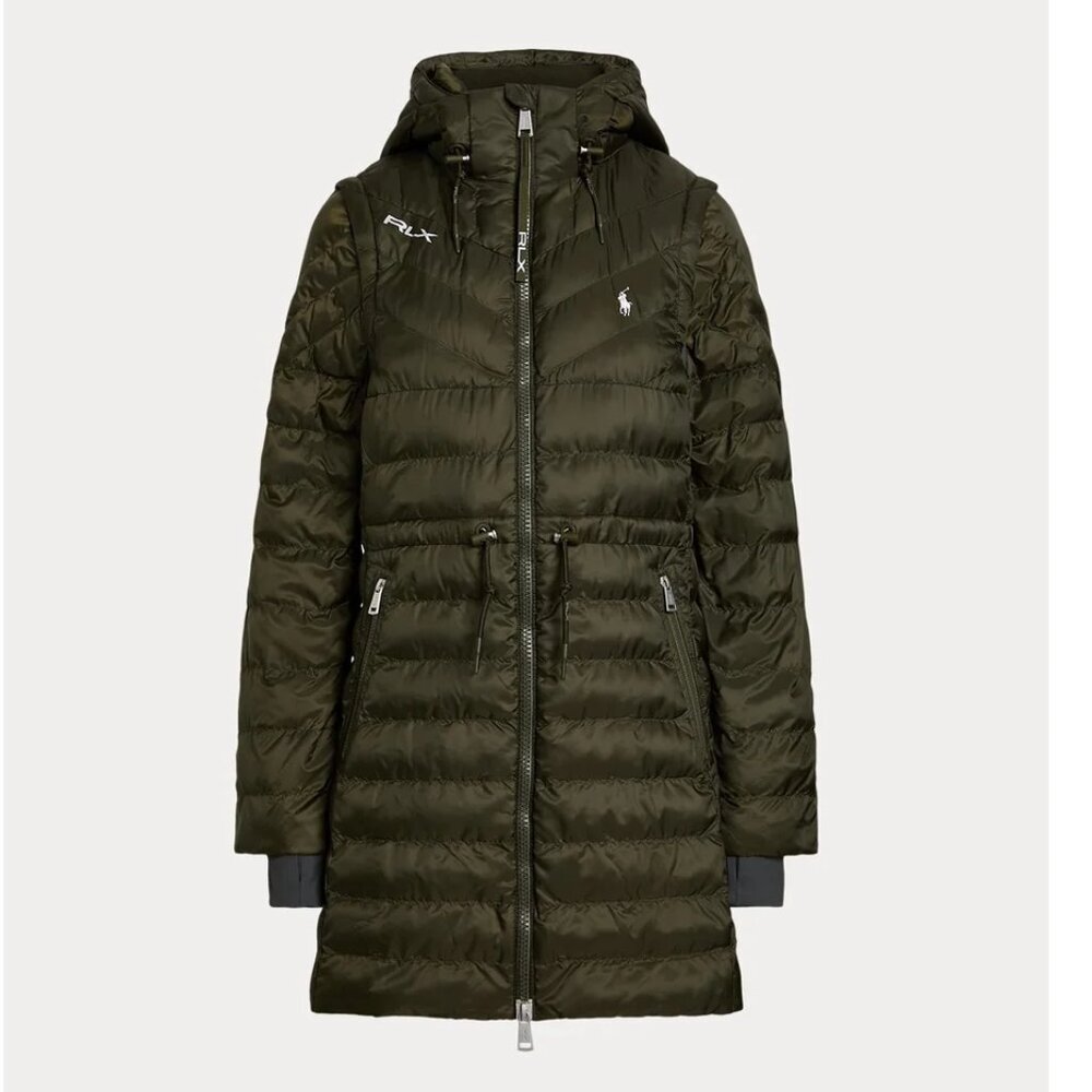 Polo Ralph Lauren RLX Long Hooded Puffer Full Zip Jacket Coat